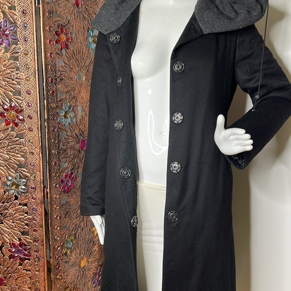 Sophia Cashmere Sz 8-10 Black Interior Quilt Cashmere Hidden Snap Front Coat - Picture 9 of 10